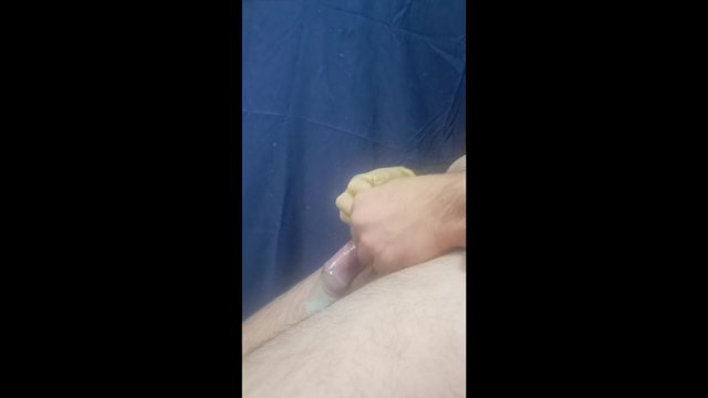 Play with cock in used condom
