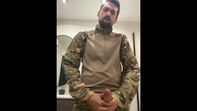 Horny military jerking off
