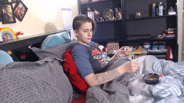 Short Hair Lesbian Smoking..