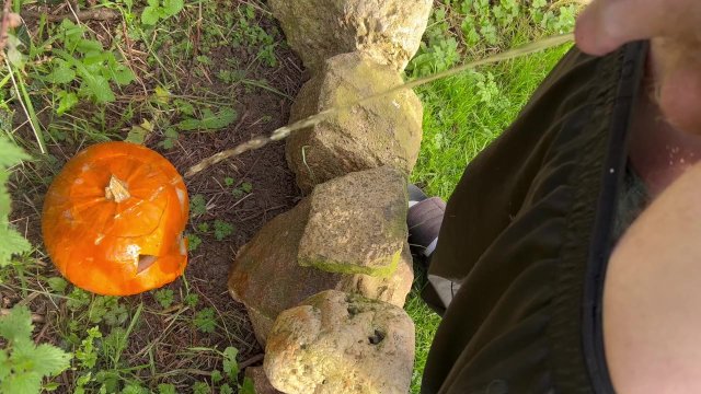 Pissing on a pumpkin