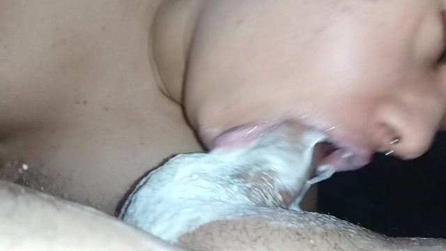 sucking hard so the dick can..