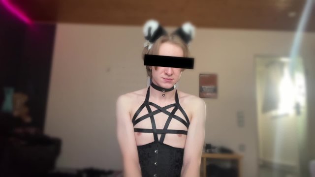 Cute Femboy teases himself..
