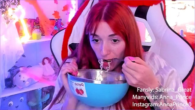 Eating noodles
