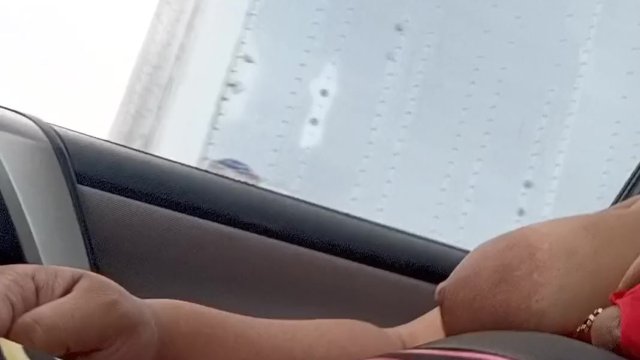 Flashing my big tits on the..