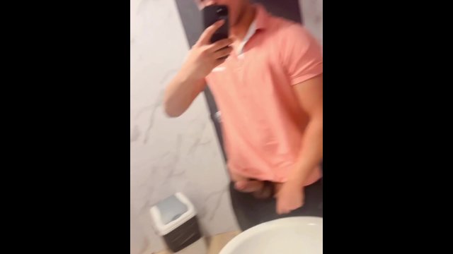 Horny guy playing in toilet
